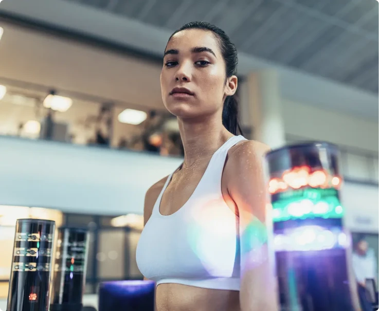 Woman entering gym